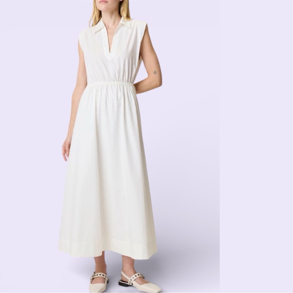 NWT Rag & Bone Joan Poplin Back Cutout Maxi Dress Ivory White Cotton Size L